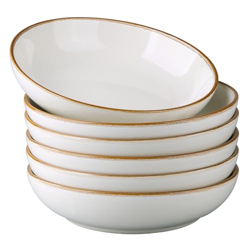 8.5’’ Ceramic Pasta Bowls Set of 6 (Set of 6 / Pearl White)