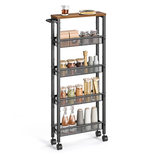 5 Tier Slim Rolling Storage cart with Wheels