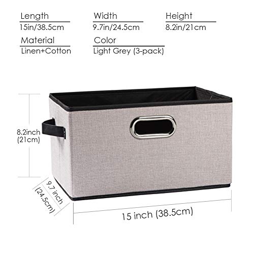 Large Fodable Storage Bins for Closet [3 (Light Grey / Large(3-Pack))