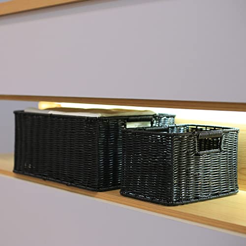 Large Wicker Baskets for Storage (17 x 12.2 x 7.5 inches / Black)