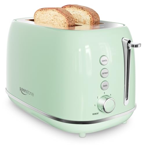2 Slice Stainless Steel Toaster Retro with 6 Bread Shade Settings (2 Slice / Green)