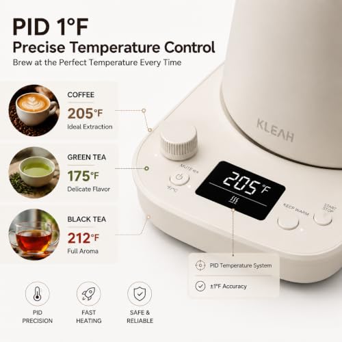 Gooseneck Electric Kettle with Temperature Control (Bone White)