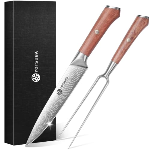 Japanese Carving Knife and Fork Set with Ergonomic Rosewood Handle (2pcs carving set)
