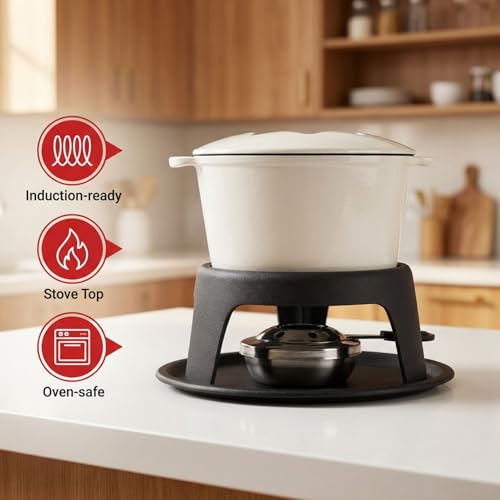 Cast Iron Fondue Pot Set for Chocolate Cheese