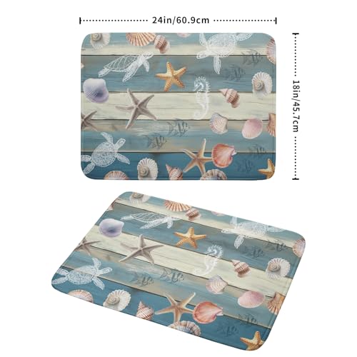 Coastal Starfish Dish Drying Mat Summer Sea Turtle Drainer Rack Mat Absorbent Microfiber Kitchen Countertop Protector Dishes Pad 18x24 inch (Starfish Turtle Wood / 24" x 24")