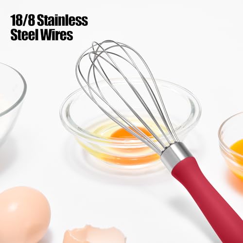 18 8 Stainless Steel Balloon Whisk for Cooking (S / Red)