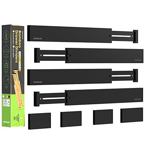 Bamboo Drawer Dividers Organizers (Black)