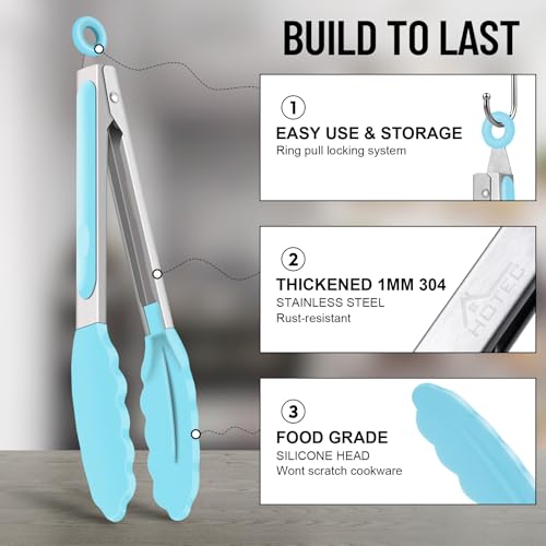 Silicone Kitchen Tongs for Cooking (Gradient Blue)