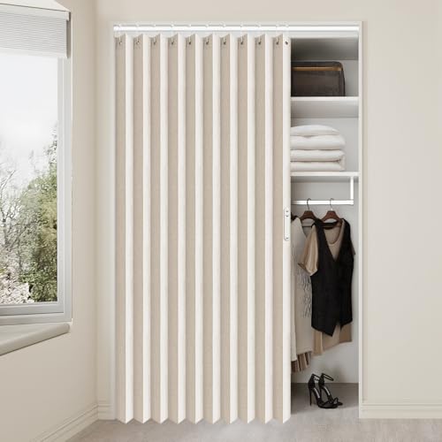 Closet Curtain for Open Closet & Doorway (Beige / 52"W x 78"L (Pack of 1))