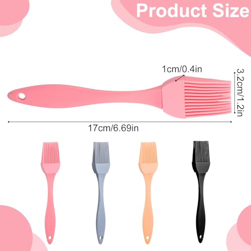 4 Pcs Silicone Basting Pastry Brush Heat Resistant Oil Brush for Cooking Kitchen Food Baking Butter Baster BBQ Grill Dishwasher Safe Multicolor for Sauce Marinade Meat Glazing (4 Count)