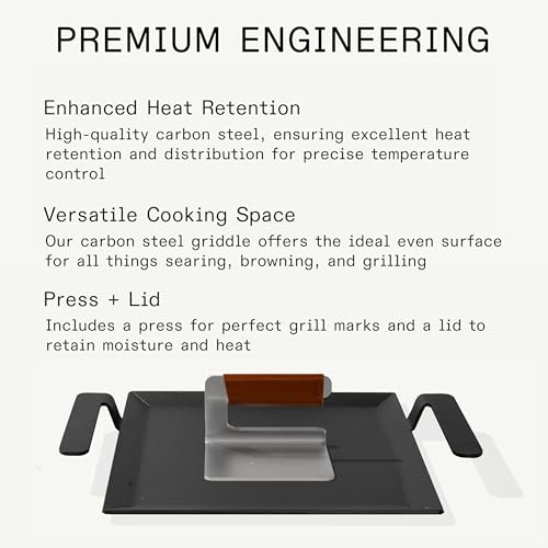 Cookware Carbon Steel Griddle and Grill Press Set with Half Lid