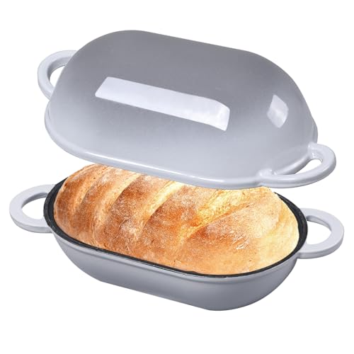 5 QT Enameled Cast Iron Sourdough Bread Oven (Light Gray / 5 QT)