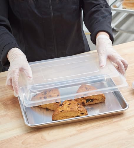 6-Pack 1/4 Size Sheet Pan with Cover Set (12 Piece Bundle), Dishwasher Safe Baking Pans & NSF Certified Polypropylene Lids, Compact Quarter Bun Pan for Meal Prep, Baking & Storage - Silver/Translucent (13 x10 Inch (6-Pack Pan with Lid))