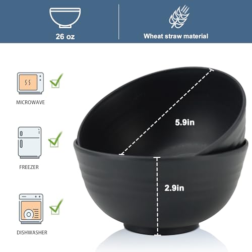 Wheat Straw Bowl Sets (26 oz / Black)