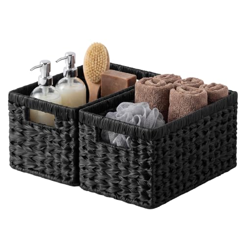 Black Wicker Basket (Black / 13"L x 8¼"W x 7"H)