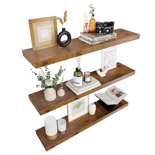 Bathroom Floating Shelves for Wall (Rustic Wood 01 / 36"-3pack)