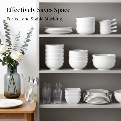 22 OZ White Ceramic Bowls Set of 6 (22 OZ / White)