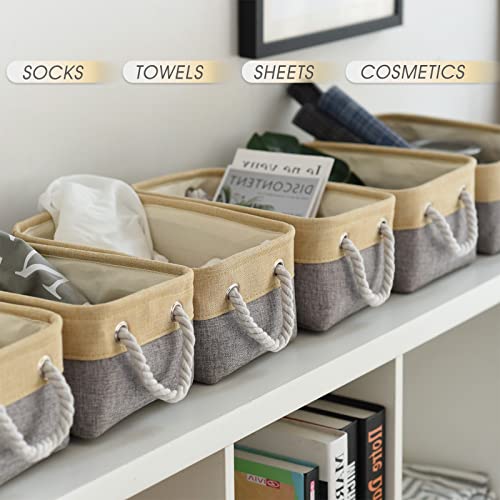 Organization and Storage Bins for Shelves (Golden&Grey / Small-6 Pack)