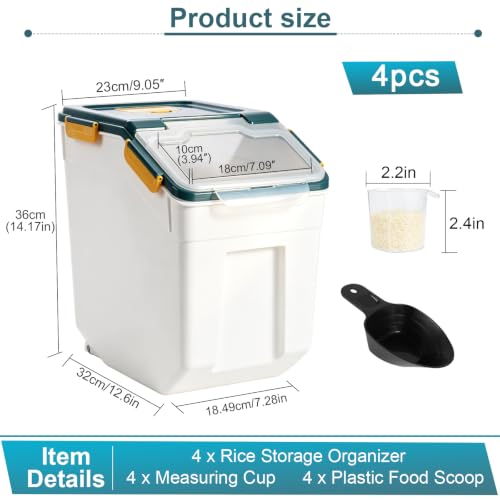 50 lb Large Food Grade Container for Rice Flour Sugar (Blue / 50lbs, 4-pack)