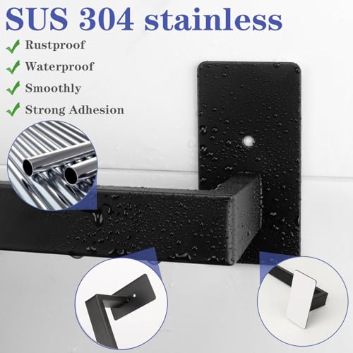 Bathroom Towel Bar Self Adhesive (Black / 24 IN)