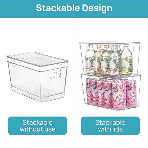 10 Pack Clear Stackable Storage Bins with Lids and Handles (10 Count)