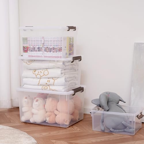 Citylife 44.4 QT Plastic Storage Bins with Latching Lids Stackable Storage Containers for Organizing Large Clear Storage Box for Garage (Clear White / 2 PCS-44.4 QT)