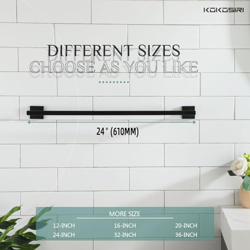 Towel Rails Bathroom Towel Bars Matte Black 24 Inch Bath Towel Holder for Cabinet Kitchen Wall Stainless Steel B4005BK (Matte Black / 24-Inch)