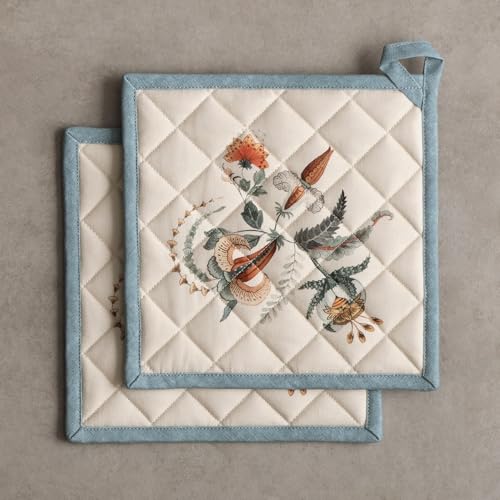 Pot Holders 100% Cotton Potholders (060 - Dalida / 8" x 8" (Pot Holder Pack of 2))