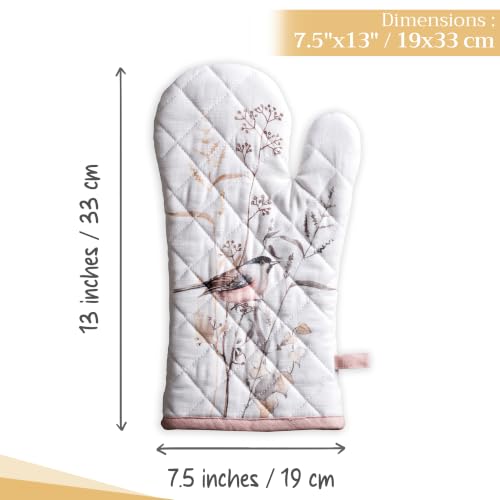 Maison d'Hermine Oven Gloves 100% Cotton Oven Mitt (058 - Meadow Florals - Brown / 7.5" x 13" (Oven Mitt))