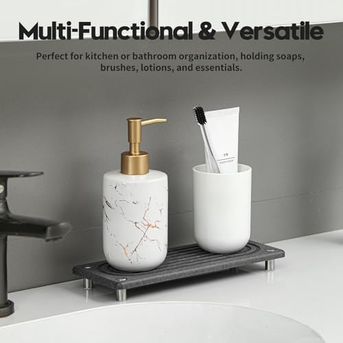 Water Absorbing Stone Sink Caddy Kitchen Sink Organizer Tray (10"x 4" - Charcoal)