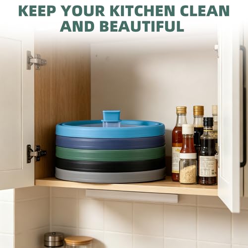 Tall Microwave Splatter Cover Glass Cover Guard Lid 5.8 inch Height with Collapsible Silicone for Food Pot Plate 10.5 inch Dark Green (Taller style Dark Green / 10.8 inch)