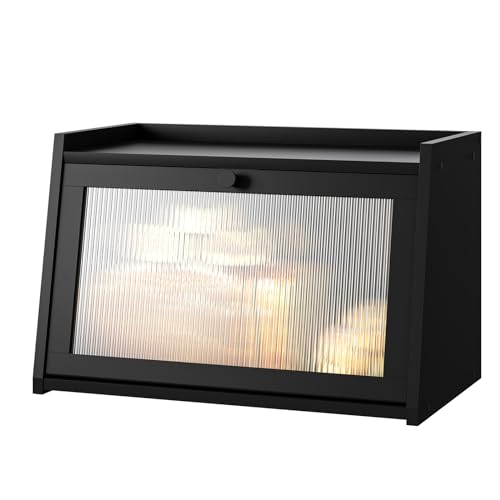 Bread Box for Kitchen Counter (Black / Medium-1_Tier)