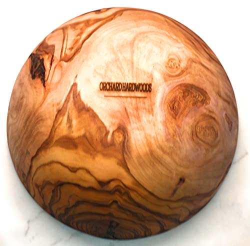 10" Artisan Olive Wood Serving Bowl Exotic Centerpiece or Serving Piece for Salads (Large++ 10 inch)
