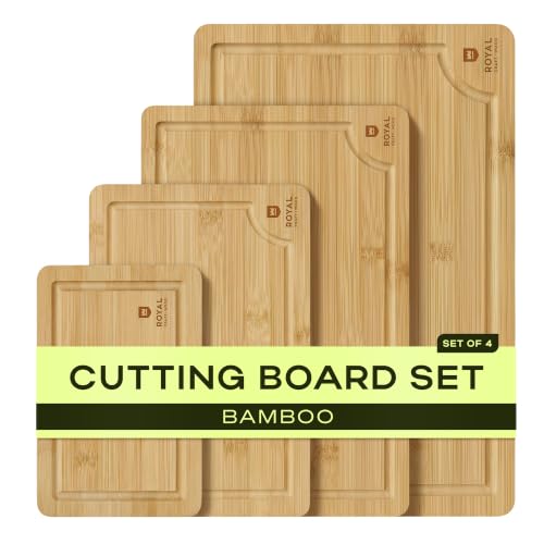 Wooden Cutting Boards for Kitchen Meal Prep & Serving (4-Piece / Natural)