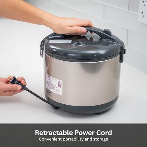 JNP-S18U-US 10 Cup Capacity White Rice Cooker with Non-Stick Inner Pot, Retractable Power Cord, and Keep Warm up to 12 hours (Urban Satin)
