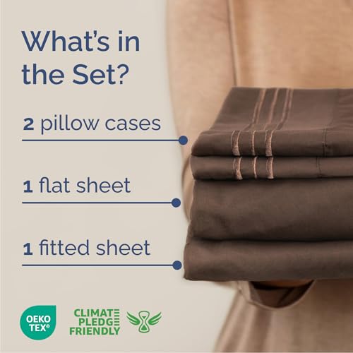 Cal King Size 4 Piece Sheet Set (09 - Brown / California King)