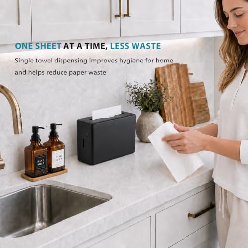 Multifold Paper Towel Dispenser Countertop Black Wide Design Large Capacity (D-34 Black)