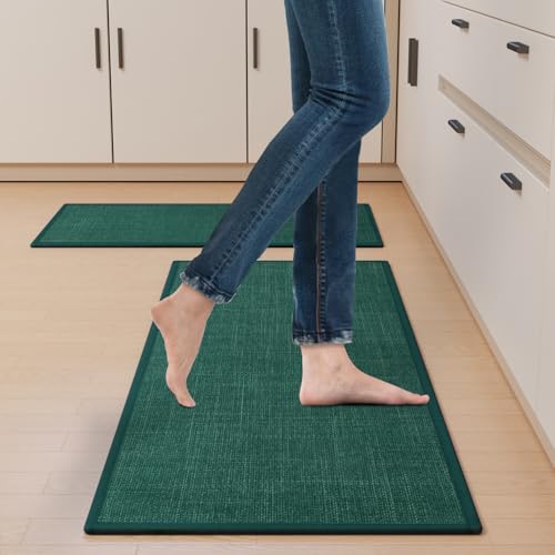 Kitchen Mat Set of 2 PCS (Green / 17.3"x47"+17.3"x30" (Set of 2))