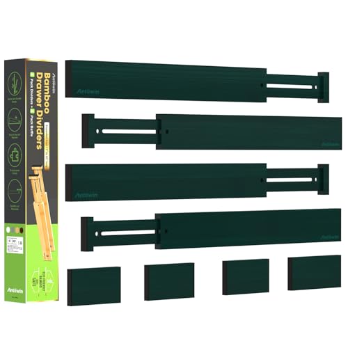 Expandable Bamboo Drawer Dividers (Dark Green)
