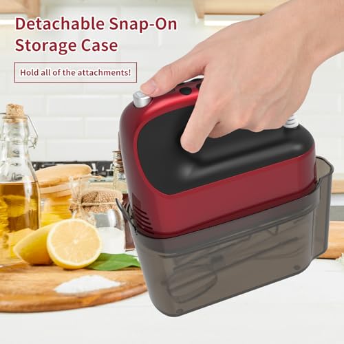 9 Speed Digital Hand Mixer Electric (Red)
