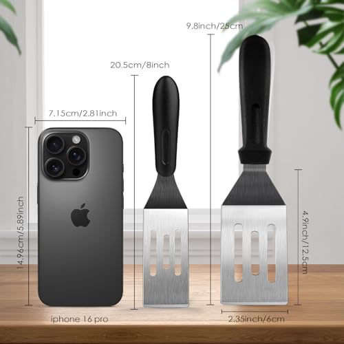1Pc 9.8in Stainless Steel Spatula Heat Resistant Handle for BBQ Dessert