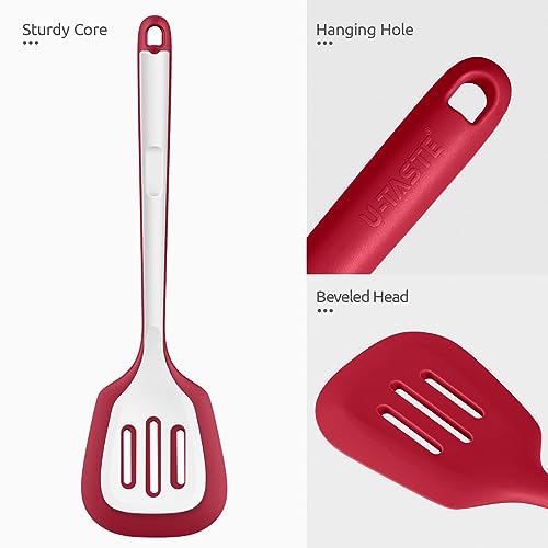 Silicone Turner Slotted Spatula (Red / 13.6")