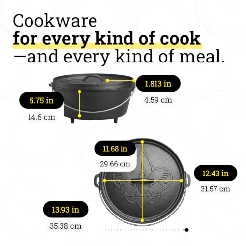 Pre Seasoned Cast Iron Camp Dutch Oven (6 Quart / Boy Scouts)