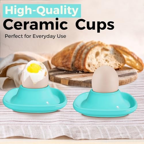 Soft Boiled Egg Cups (4 Pack / Square Style, Blue)