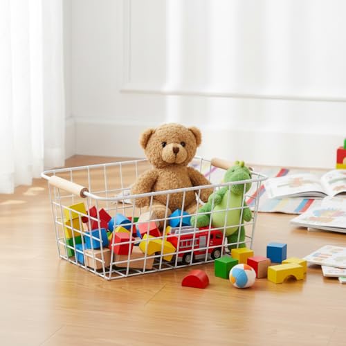 Metal White Wire Basket (White / 2-Medium)