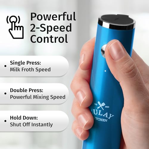 Rechargeable Milk Frother Handheld (Lux Metallic Blue / Rechargeable Z1 Motor Max)