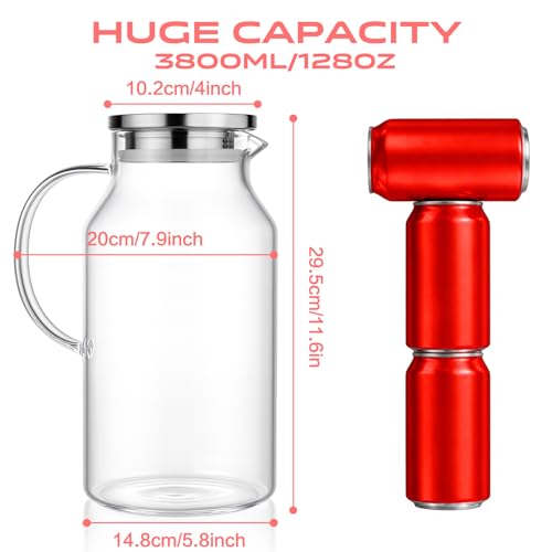 Glass Pitcher with Lid and Handle (118.3 Ounces)
