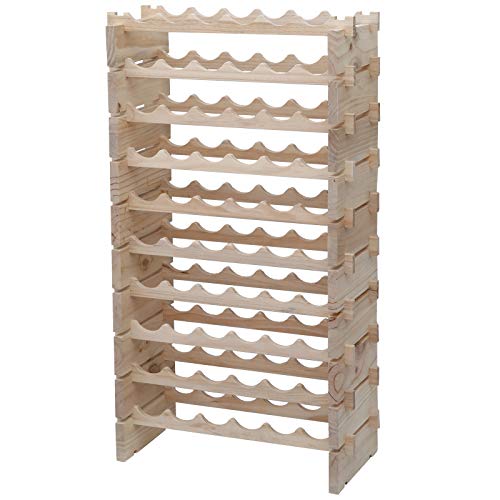 Wine Rack Solid Wood Stackable Storage Wooden Wine Rack Wine Cabinet (Natural Color / 60bottles)