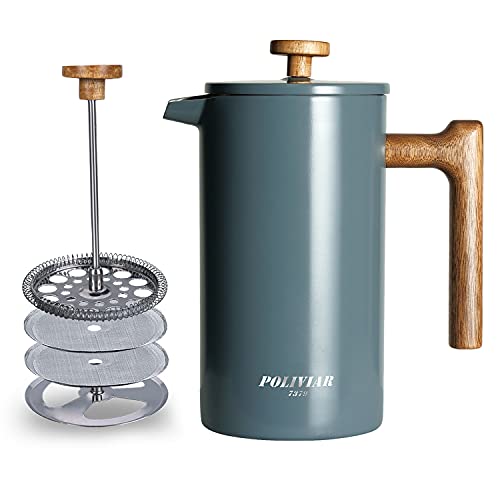 POLIVIAR French Press Coffee Maker (Blue)