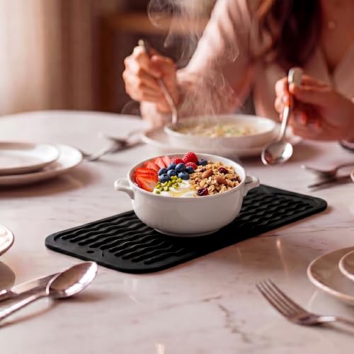 Silicone Dish Drying Mat for Multiple Usage (Black / 12"L x 6"W)